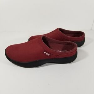 Ryka Shoes Women's 6M Slip On Leather Nubuck Clog Mule Comfort Maroon Purple